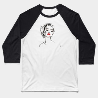 Woman With Red Lipstick Baseball T-Shirt